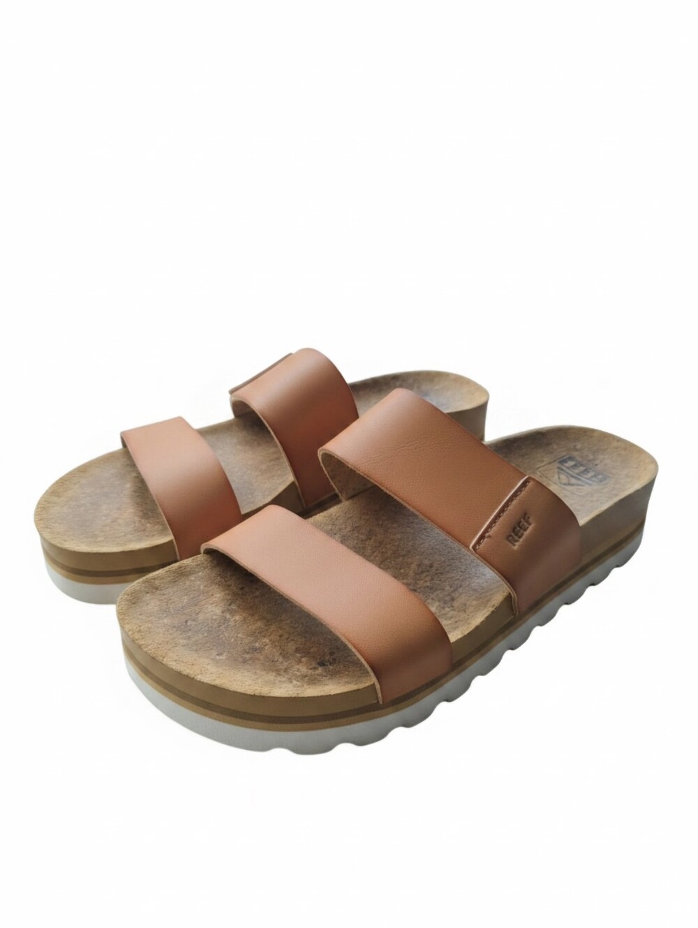 Reef Women's Tan Double-Strap Platform Slide Sandal